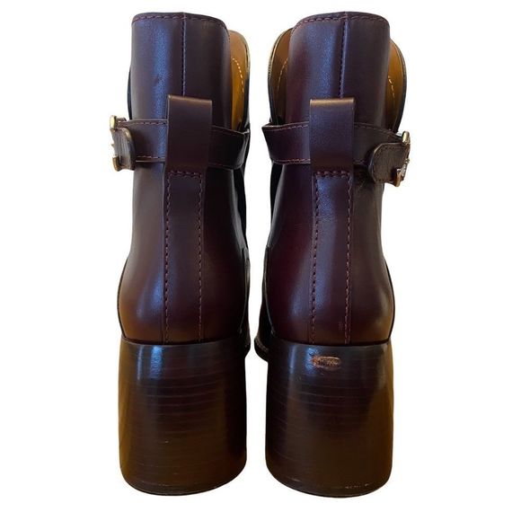 Chloé Gaile Burgundy Harness Leather Ankle Boots - Picture 10 of 16